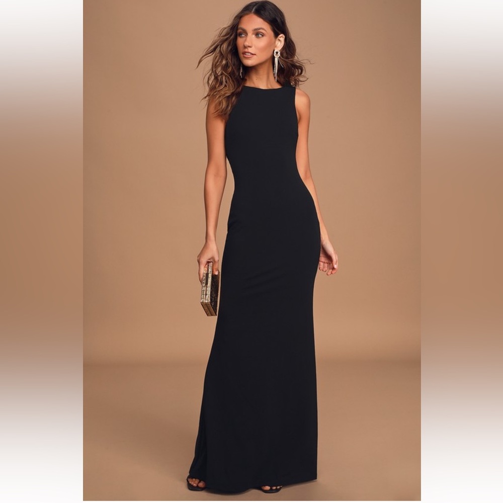 Lulus Love In Your Eyes Black Knotted Mermaid Maxi Dress